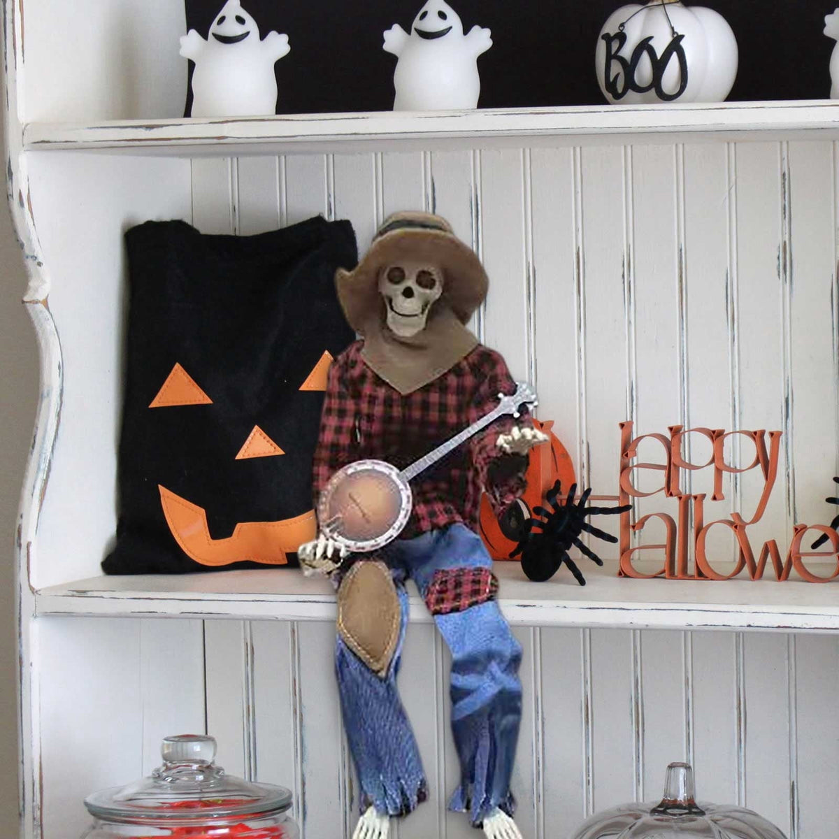 4Pcs Halloween Decorations Activate Music Multilingual Skeleton Halloween Autumn Interior Decoration Photos Props Photos Props Desktop Ornament 5.1"X4.3"X2" 2026