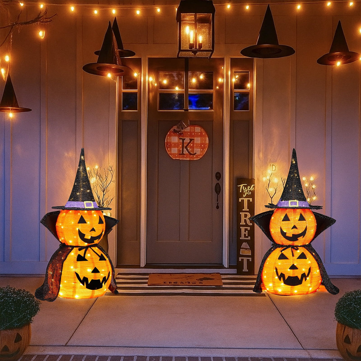 Ktaxon 3FT Pumpkins Halloween Lighted Pumpkin Outdoor Decoration for Holiday Lawn Garden Party,2Pcs