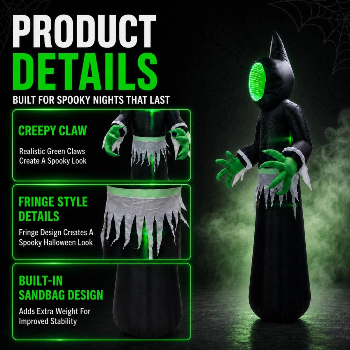 8FT Halloween Inflatable Decoration with 3D Infinity Depth Illision, Auto Changing LED Lights Outdoor Halloween Yard Decor