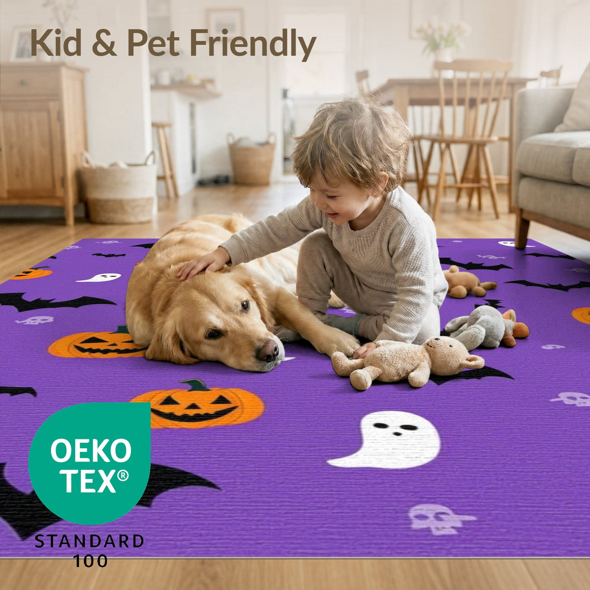 ODIKA Halloween Ghost Pumpkin Bat Skull Welcome Doormat Fiber Door for Dorm Room, Small Living Apartment, Stain Resistant Low Profile