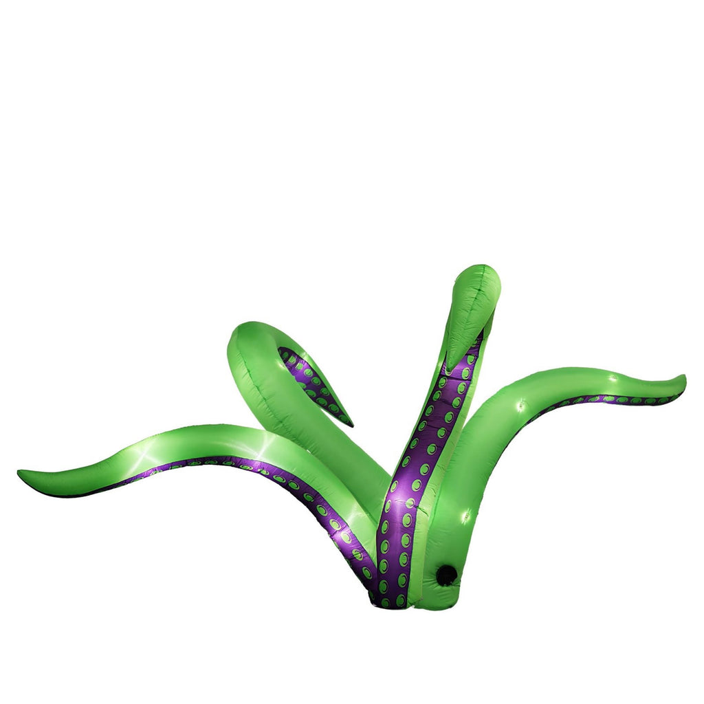 2 Pack 6.9FT Inflatable Octopus Tentacles Halloween Decor with Built in White LED Lights Waterproof Polyester Outdoor Inflatable Ornament for Window Rooftop Yard Party