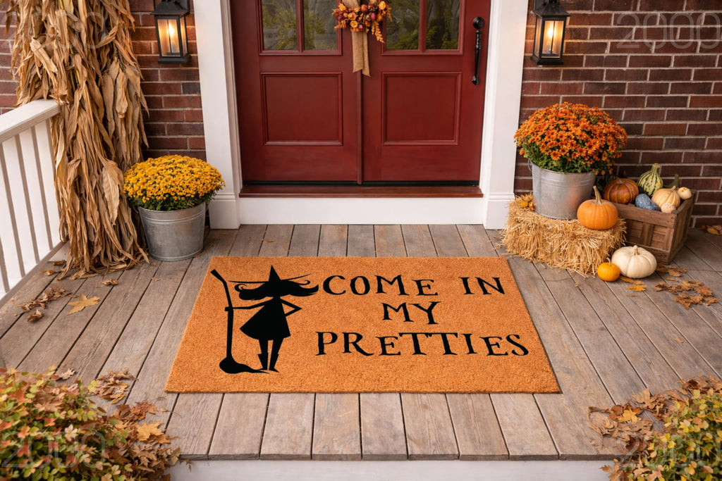 Come In My Pretties Door Mat | Halloween Welcome Mat | Witch Hat Doormat | Funny Doormat | Halloween Decor | Funny Door Mat | Home Doormat