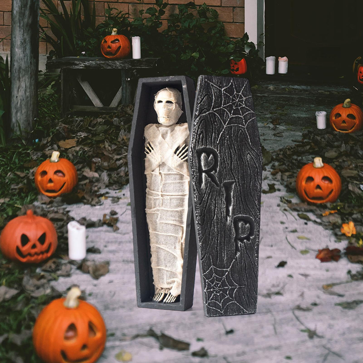 Almencla Halloween Prop Decor Festival Decor Craft Mummy Horror Atmosphere Creat Skeletons and Spiders Ornament Halloween Decor