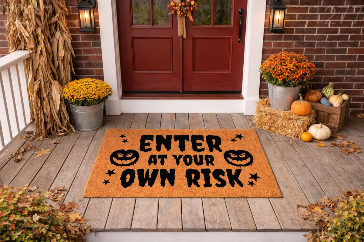 Funny Halloween Doormat - Enter At Your Own Risk Welcome Door Mat (36" x 72")