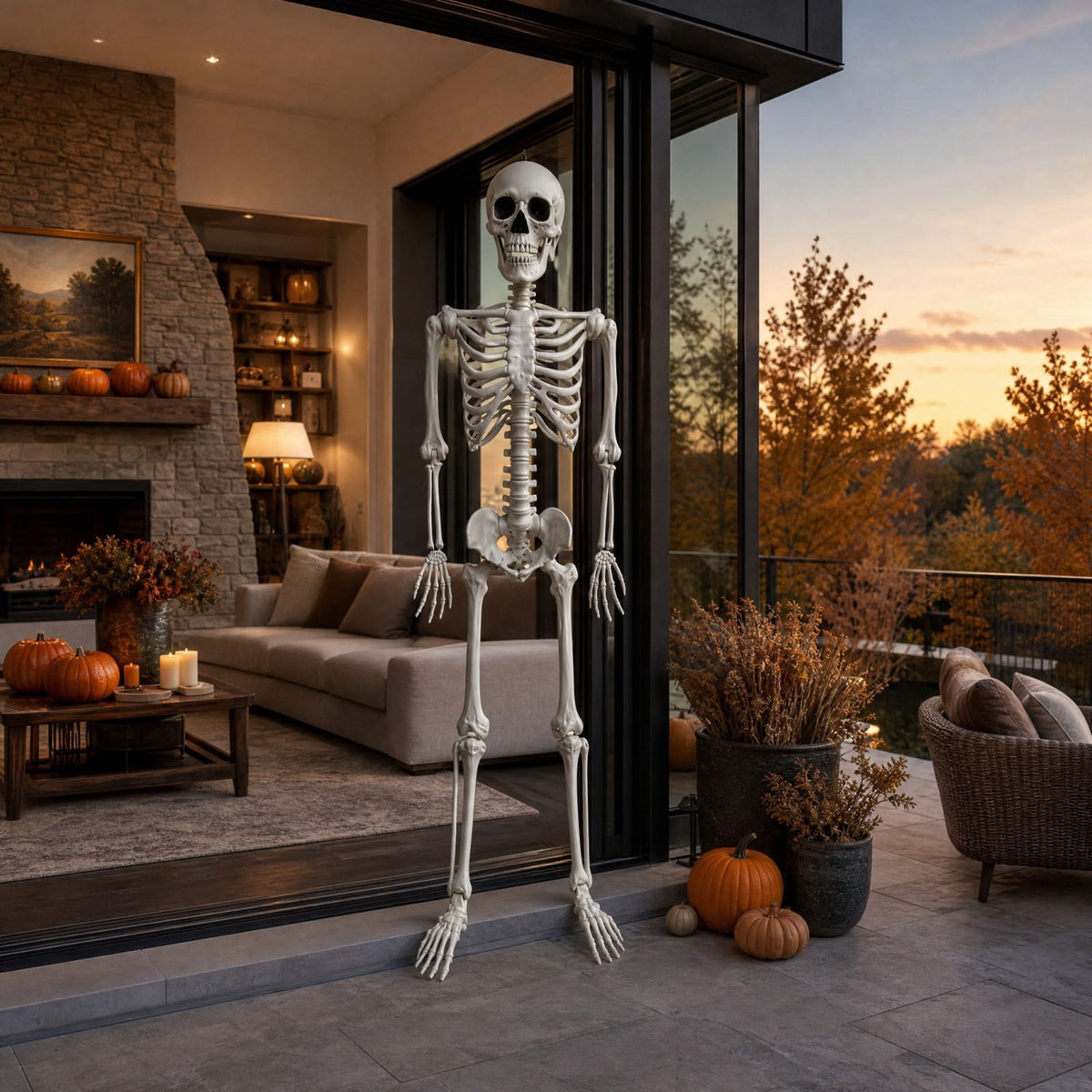 Halloween 165*39Cm Realistic Simulation Posable Skeleton Decoration 1Pc- Realistic Human Skull Model With Flexible Joints For Halloween Party And House Props