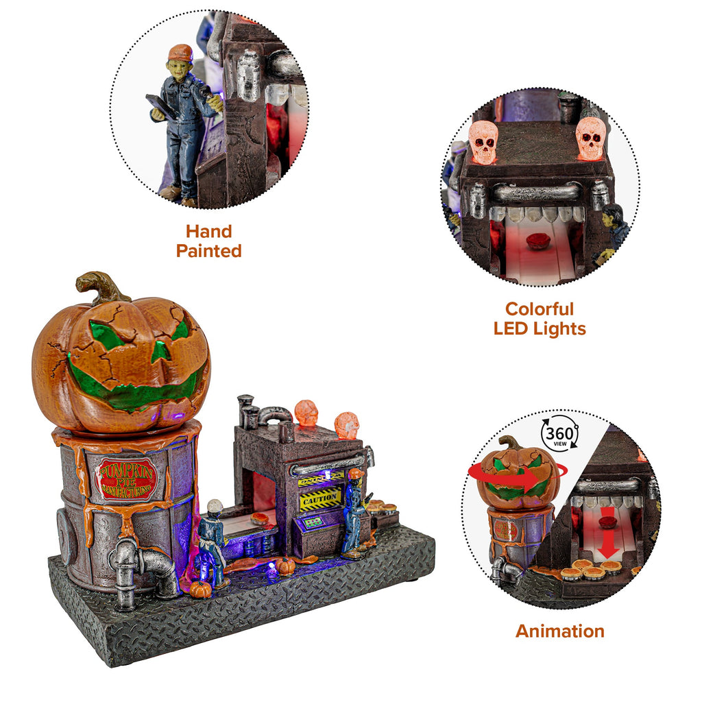 FG Square Pumpkin Pie Manufacturing Halloween Village