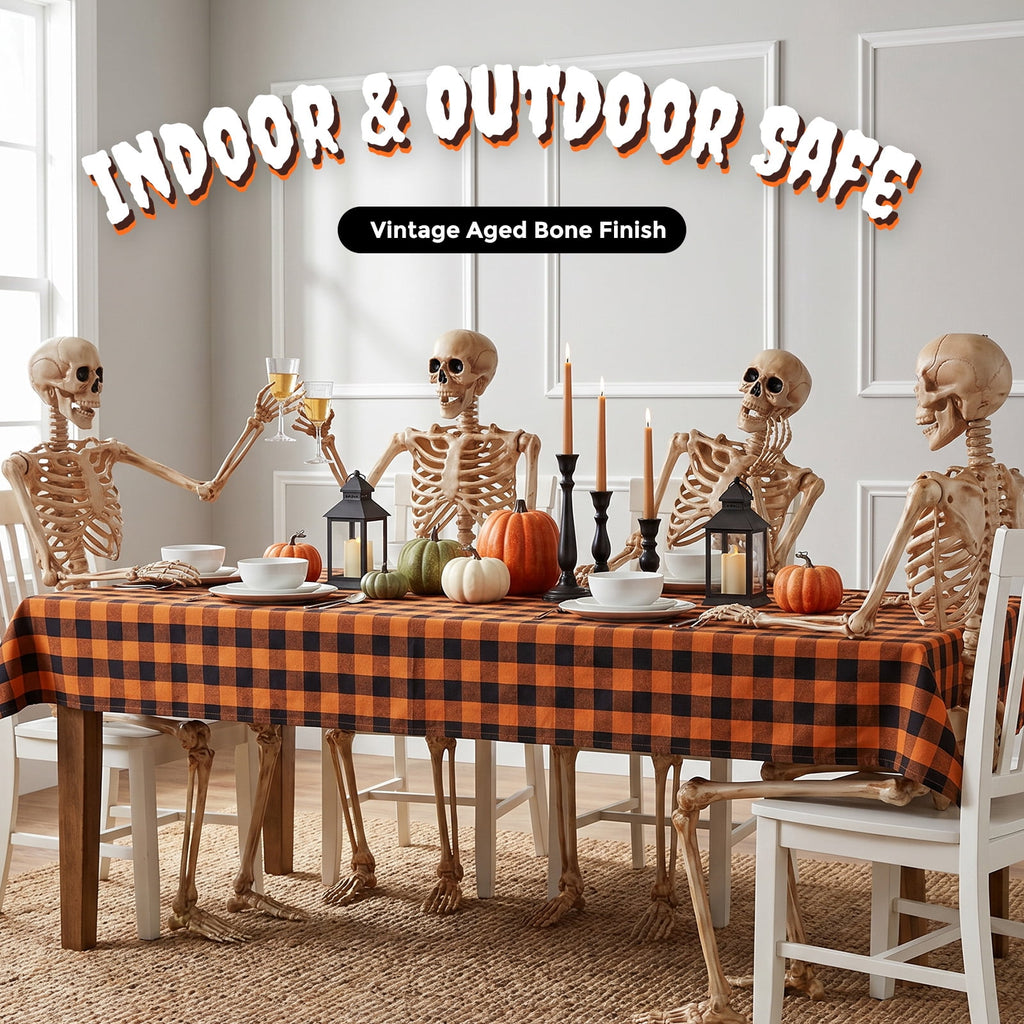 Ayieyill 5.4ft Halloween Skeleton Decorations, Weathered Posable Skeleton Decor for Halloween Decorations Outdoor Indoor