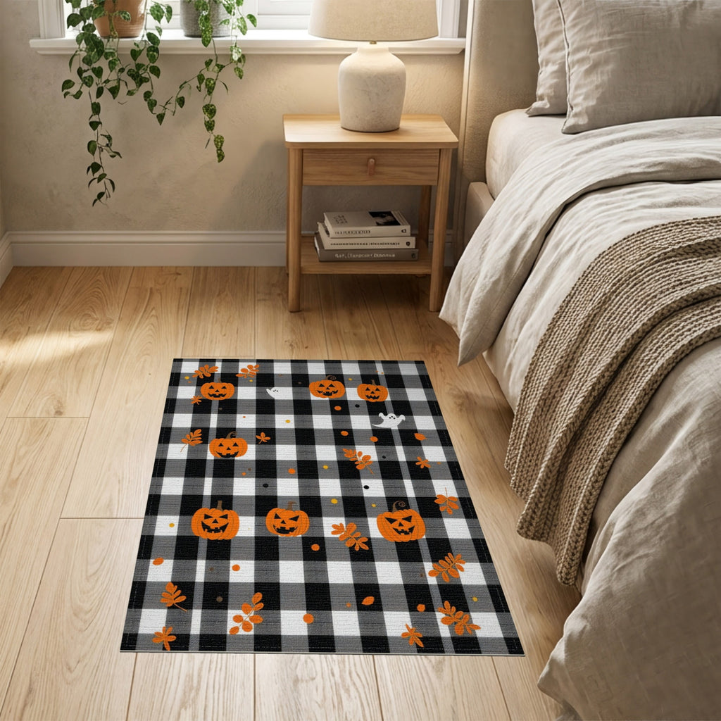 ODIKA Halloween Striped Pumpkin Ghost Farmhouse Welcome Fallc Door Pet Friendly & Kids Safe Play for Playroom, Bedroom, Reading Nook
