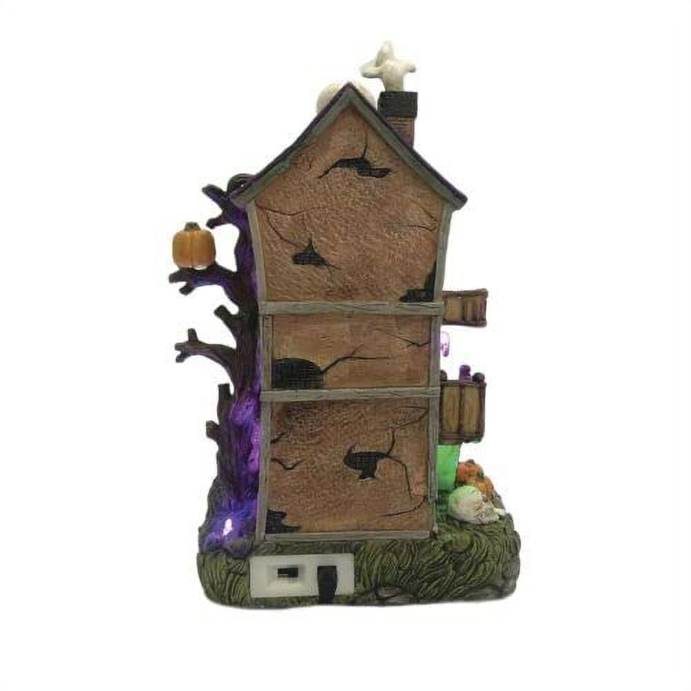11" Animated Musical Skeleton Attack Village Building Tabletop Halloween Deco