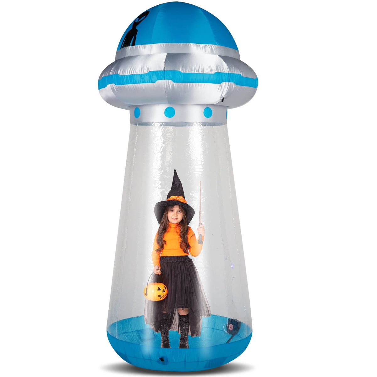 8.8FT Halloween Inflatable UFO Yard Decoration with Stand Inside Design