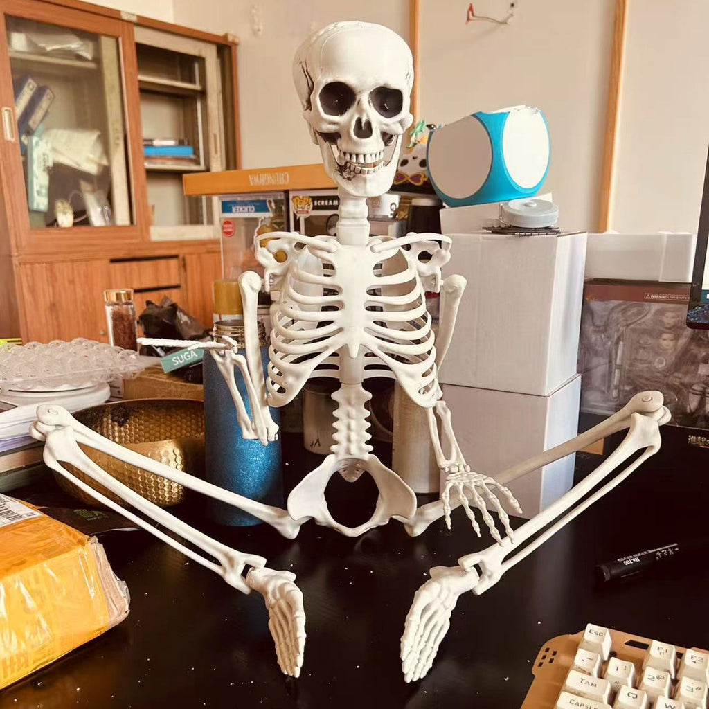 90cm Realistic Movable Skeleton Halloween Home Party Scary Props Desktop Ornament Garden White 90cm 425g 34x20x10cm