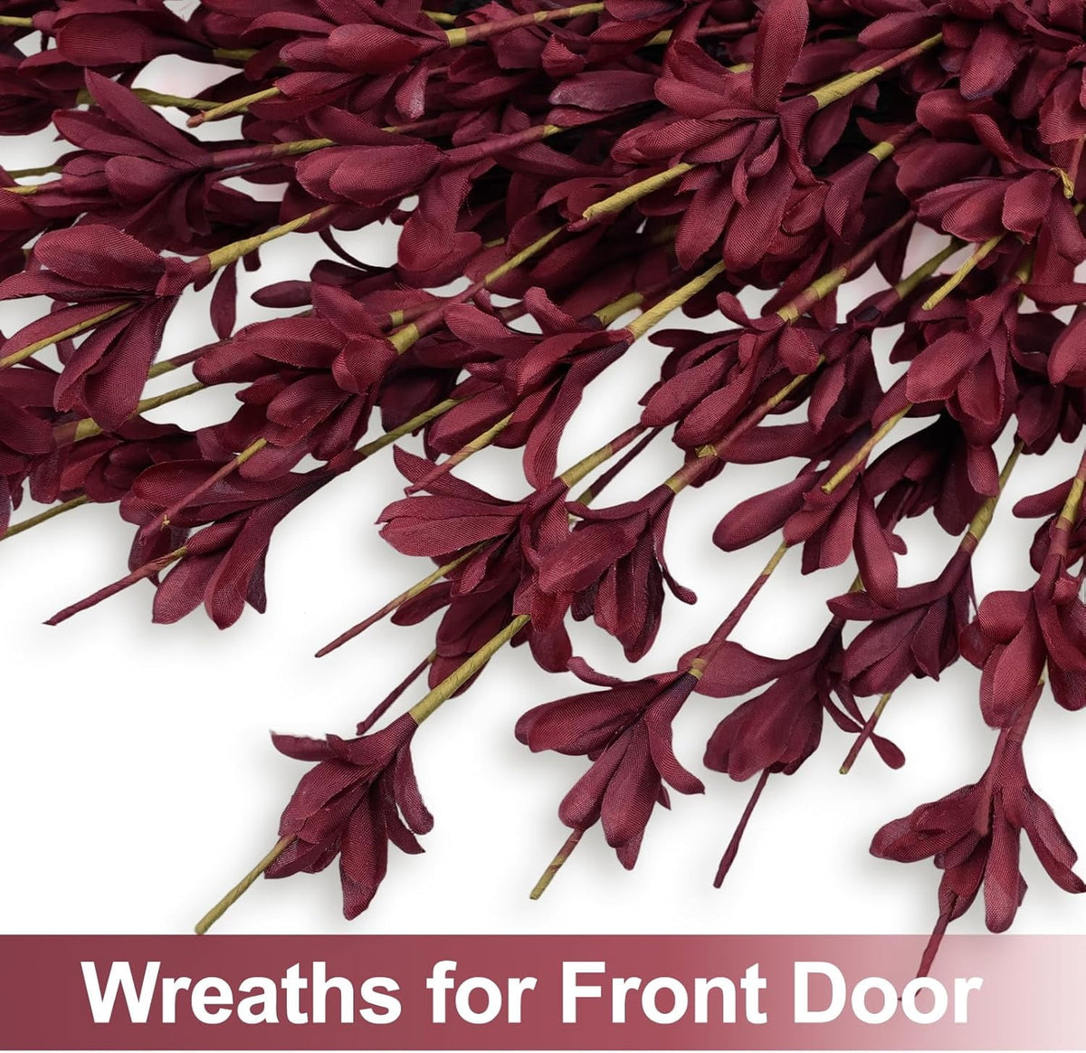 26 Inch Realistic Fall Wreaths for Front Door Outside Autumn Wreath Outdoor Indoors Fall Decorations for Home Thanksgiving Halloween Holiday Decorations Clearance for Wall Porch Door (Wine Red)