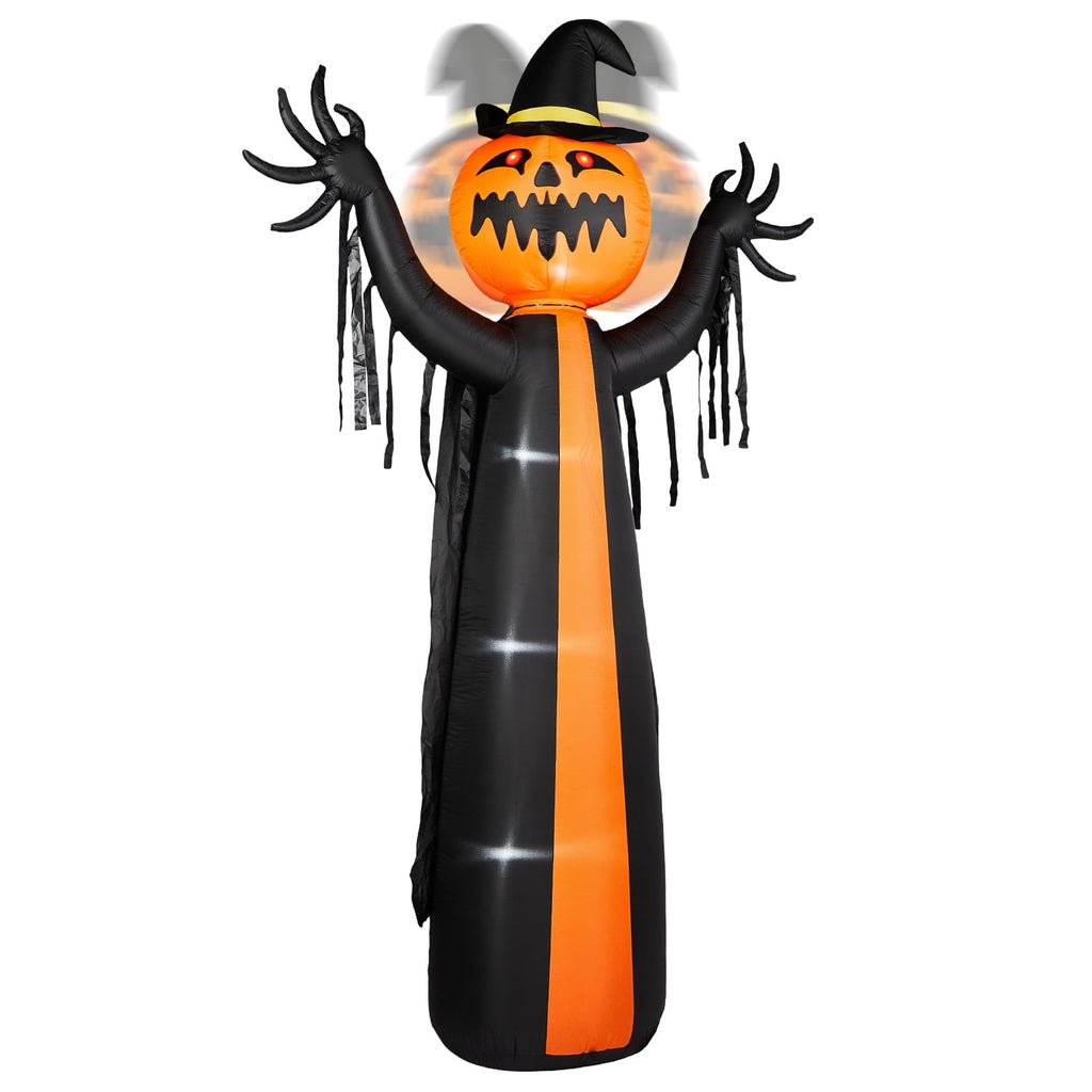 10ft Halloween Inflatable Pumpkin Ghost with Rotatable Head and 6 LED Lights