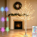 6FT Lighted Birch Tree for Halloween Decorations, 35 Colors Birch Tree with 120 LED Lights Color Changing, White Trees with Multicolor Lights Remote Timer for Home Holiday Party Indoor Outdoor