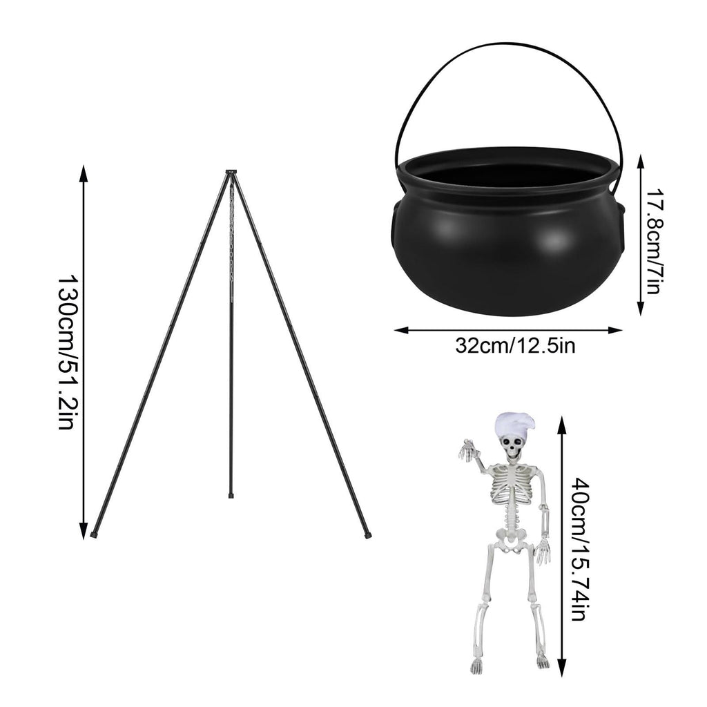 Halloween Decorations Outdoor Witch Cauldron Tripod with String Light Skeleton Eyeball Lights for Yard Lawn Garden Halloween Party Decor