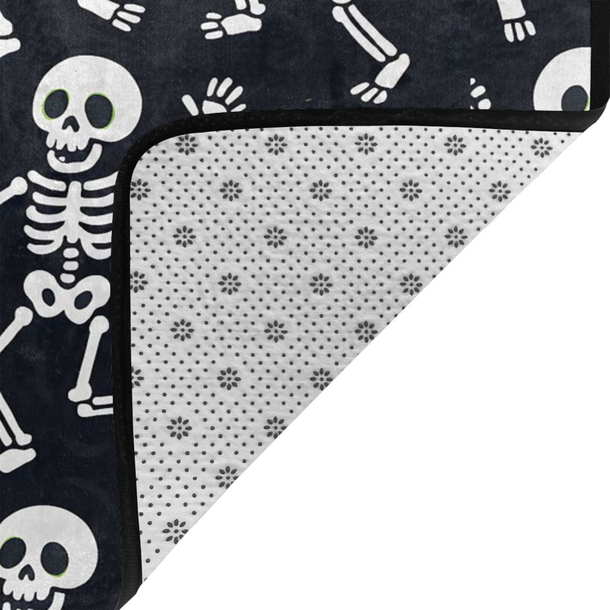Flannel Floor Mat 63x48in Non-Slip Wear-Resistant Memory Sponge Point Plastic Bottom For Living Room Office Coffee Table Bed Balcony Dancing Skeleton Halloween Pattern