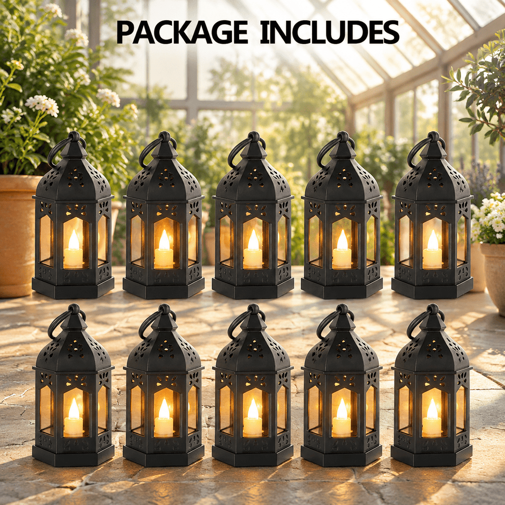 Mini Lantern With Flickering Led Candles Set Of 20 Vintdecorative Hanging Candle Lanterns Formas Wedding Decorations Party Table
