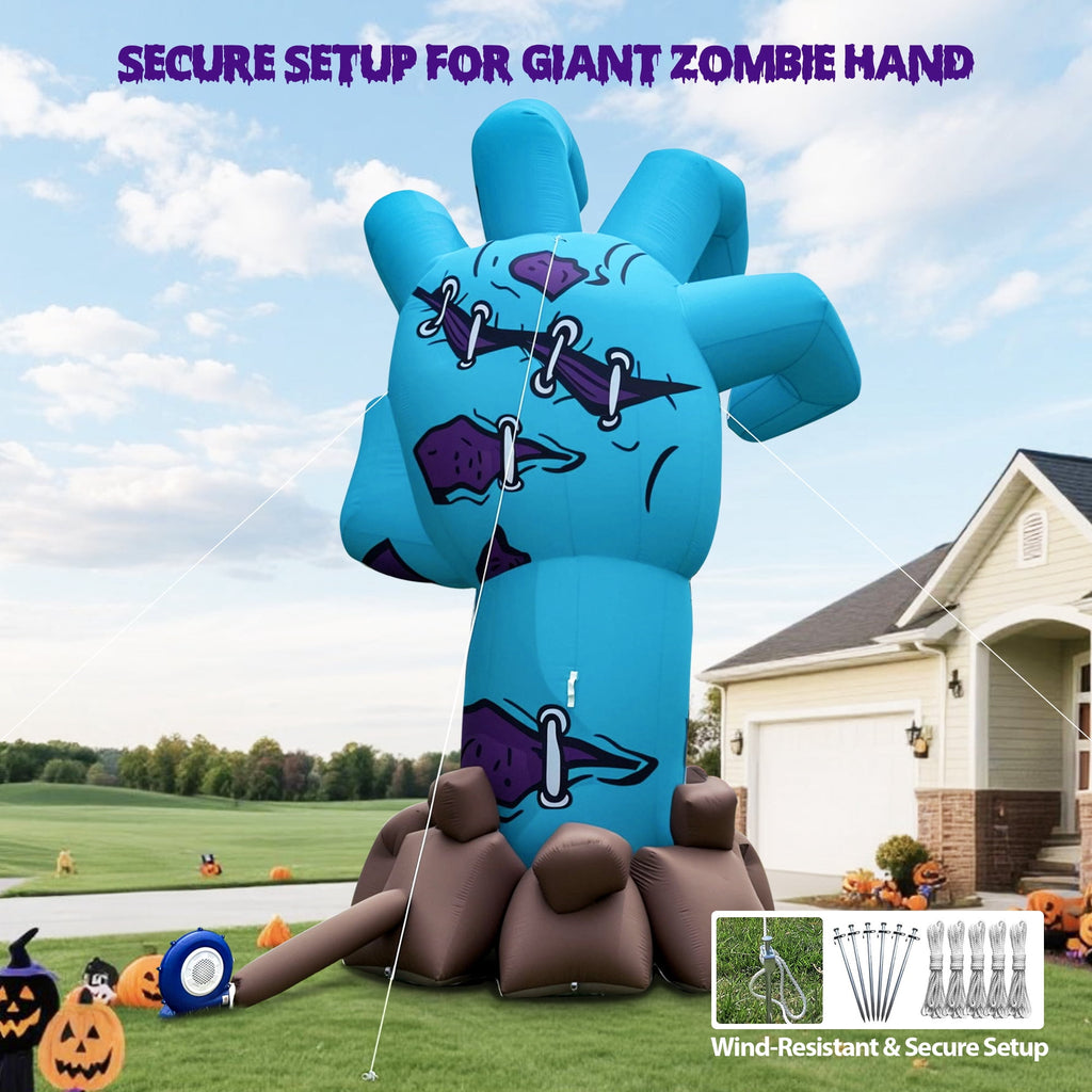 Wellcomer 20ft Giant Inflatable Zombie Hand with Blower - Halloween Outdoor Decor