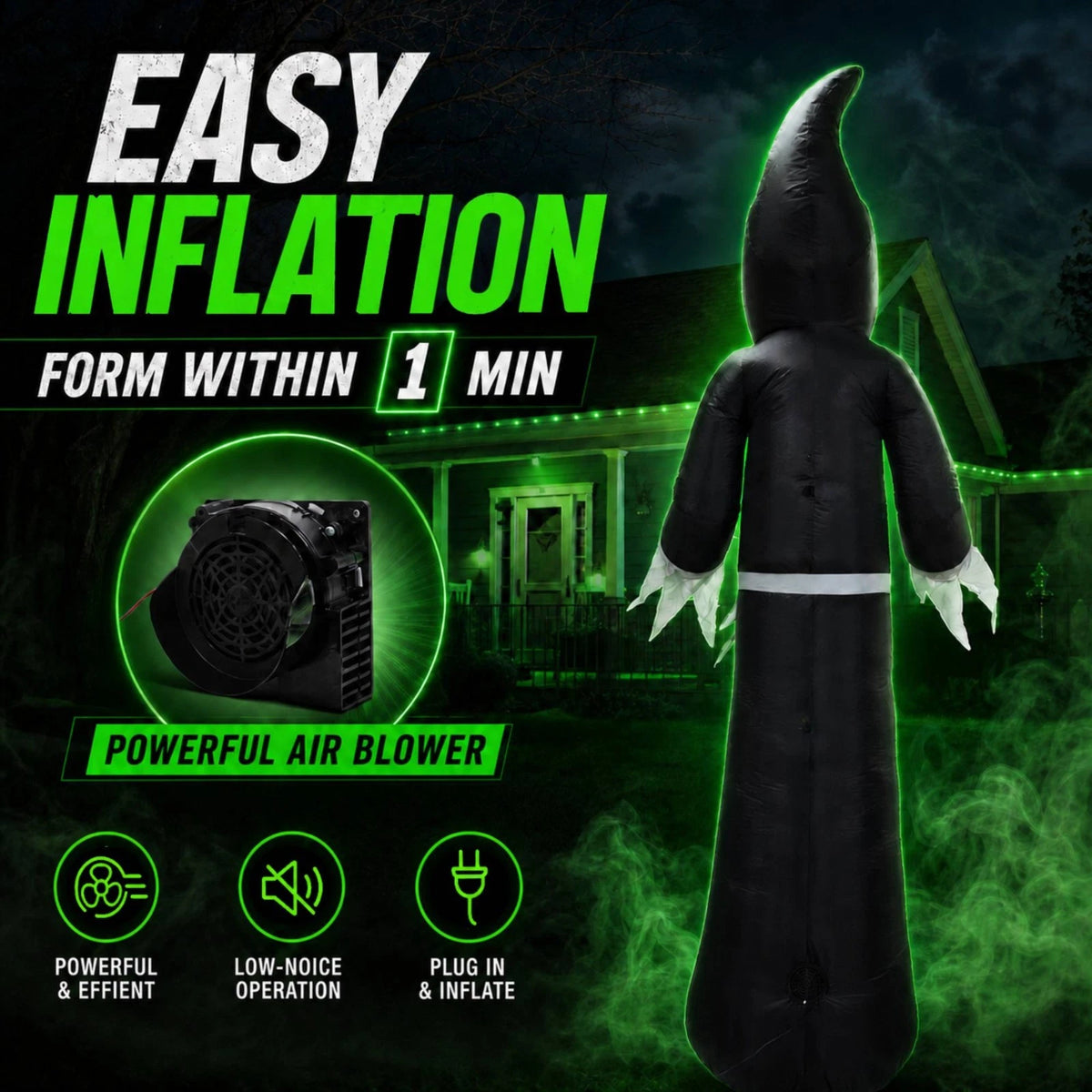 8FT Halloween Inflatable Decoration with 3D Infinity Depth Illision, Auto Changing LED Lights Outdoor Halloween Yard Decor