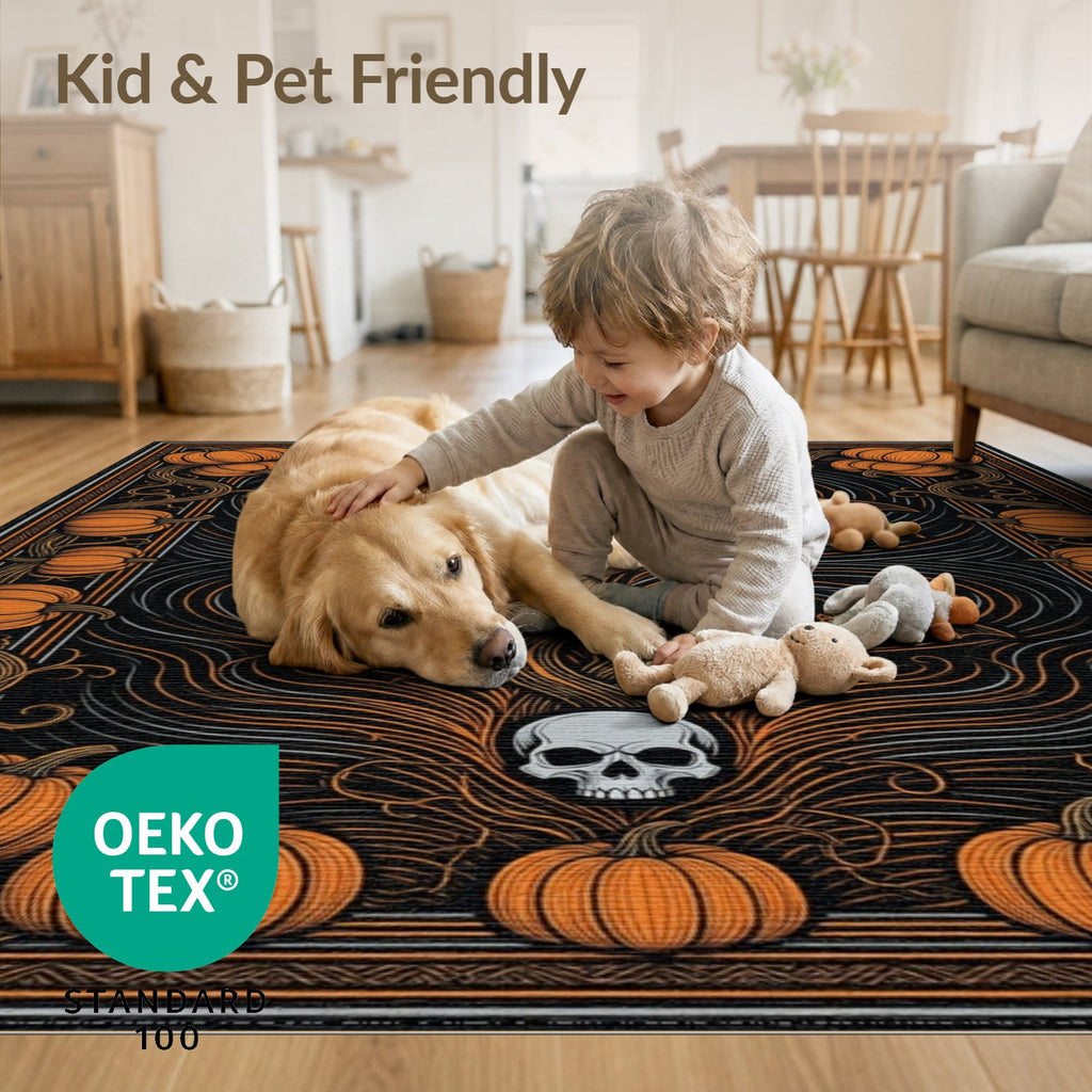 ODIKA Halloween October Phantom Gourd Flying Creature Fiber Doormat Stain Resistant Low Profile for Dorm Room, Small Living Apartment
