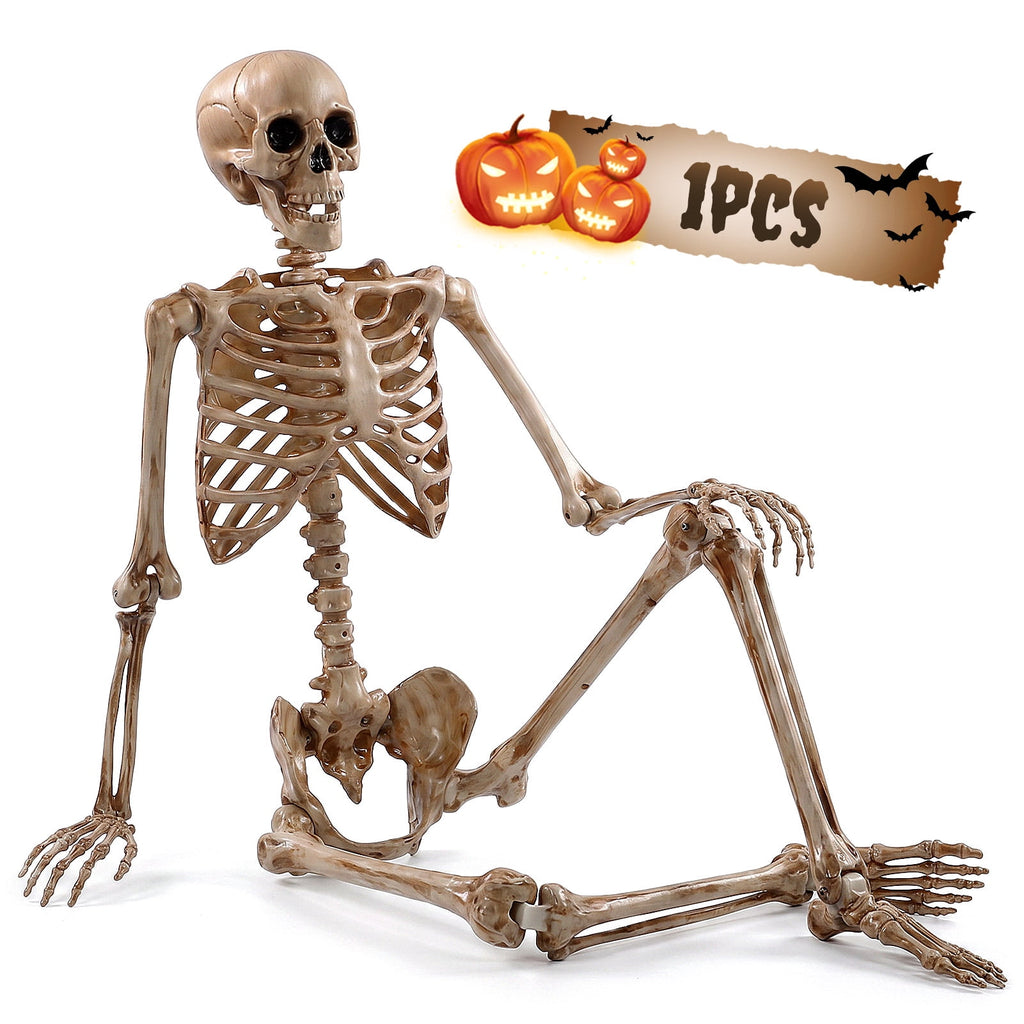 Ayieyill 5.4ft Halloween Skeleton Decorations, Weathered Posable Skeleton Decor for Halloween Decorations Outdoor Indoor