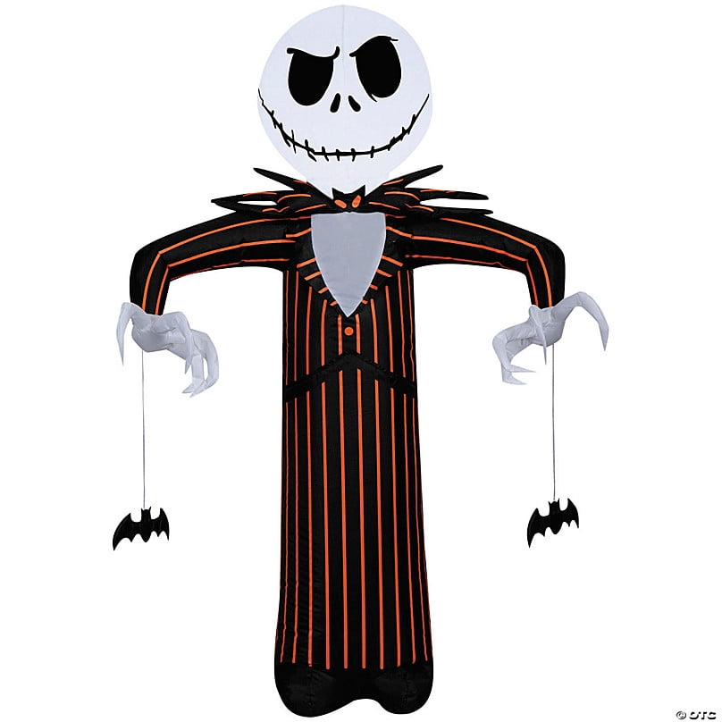 Disney Jack Skellington Small Inflatable Halloween Decoration - Black and Orange Pinstripe Outfit