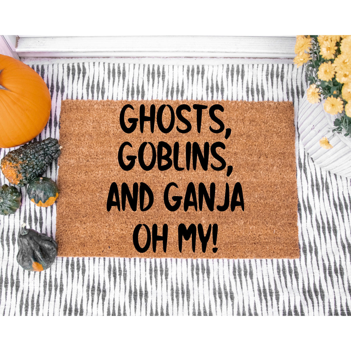 Doormat Ghosts, Goblins, And Ganja OH MY! Halloween Welcome Mat Hall (36" x 60") #5489