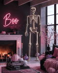 GoLucid Halloween Full Body Skeleton Decoration 78.74", Life Size Posable Skeleton Prop 200cm, Indoor Outdoor Haunted Yard Decor
