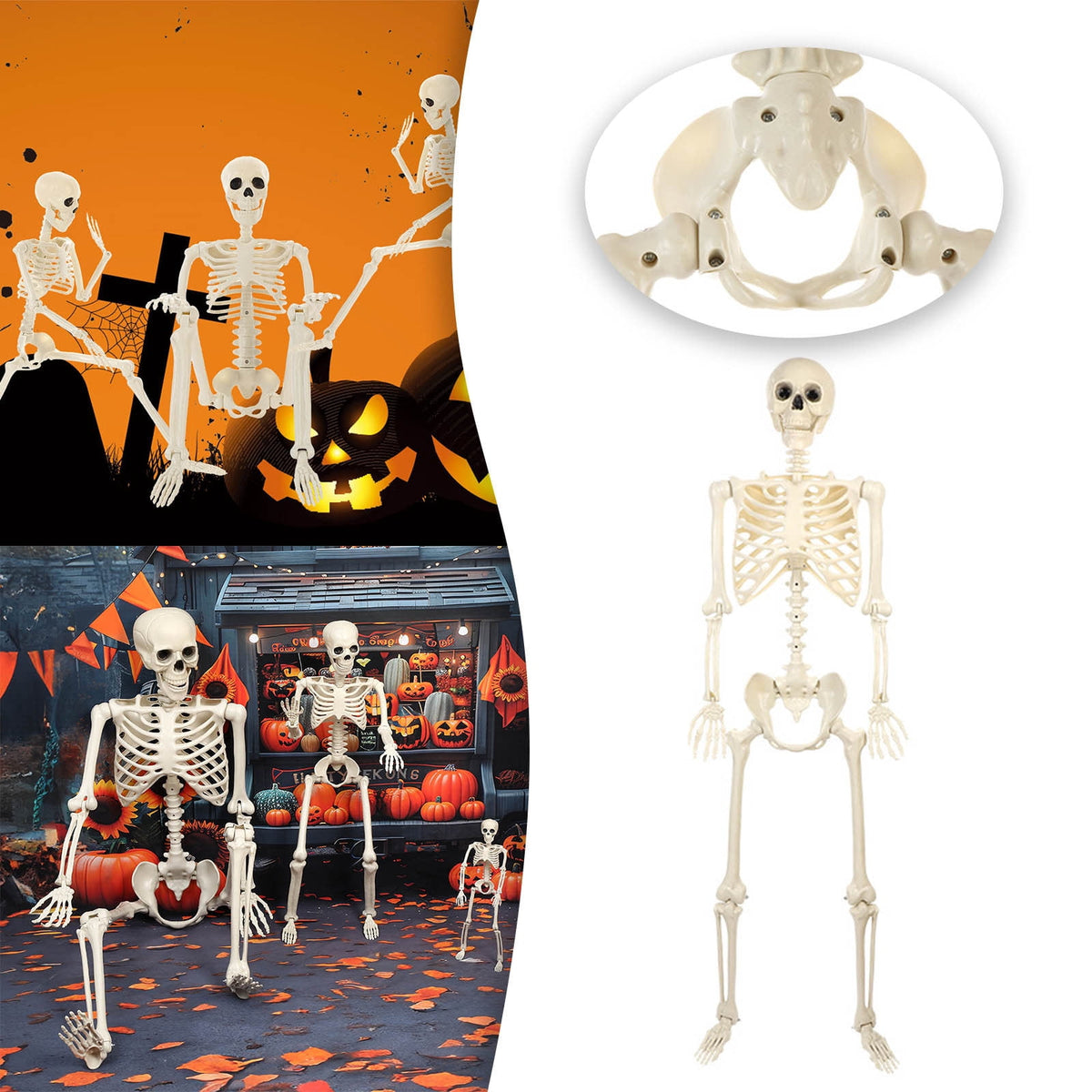 Halloween Spooky Skeleton 5.4ft Realistic Skeleton with Posable and Movable Joints Halloween Mood Enhancer, Decor for Halloween Outdoor/Indoor Decoration