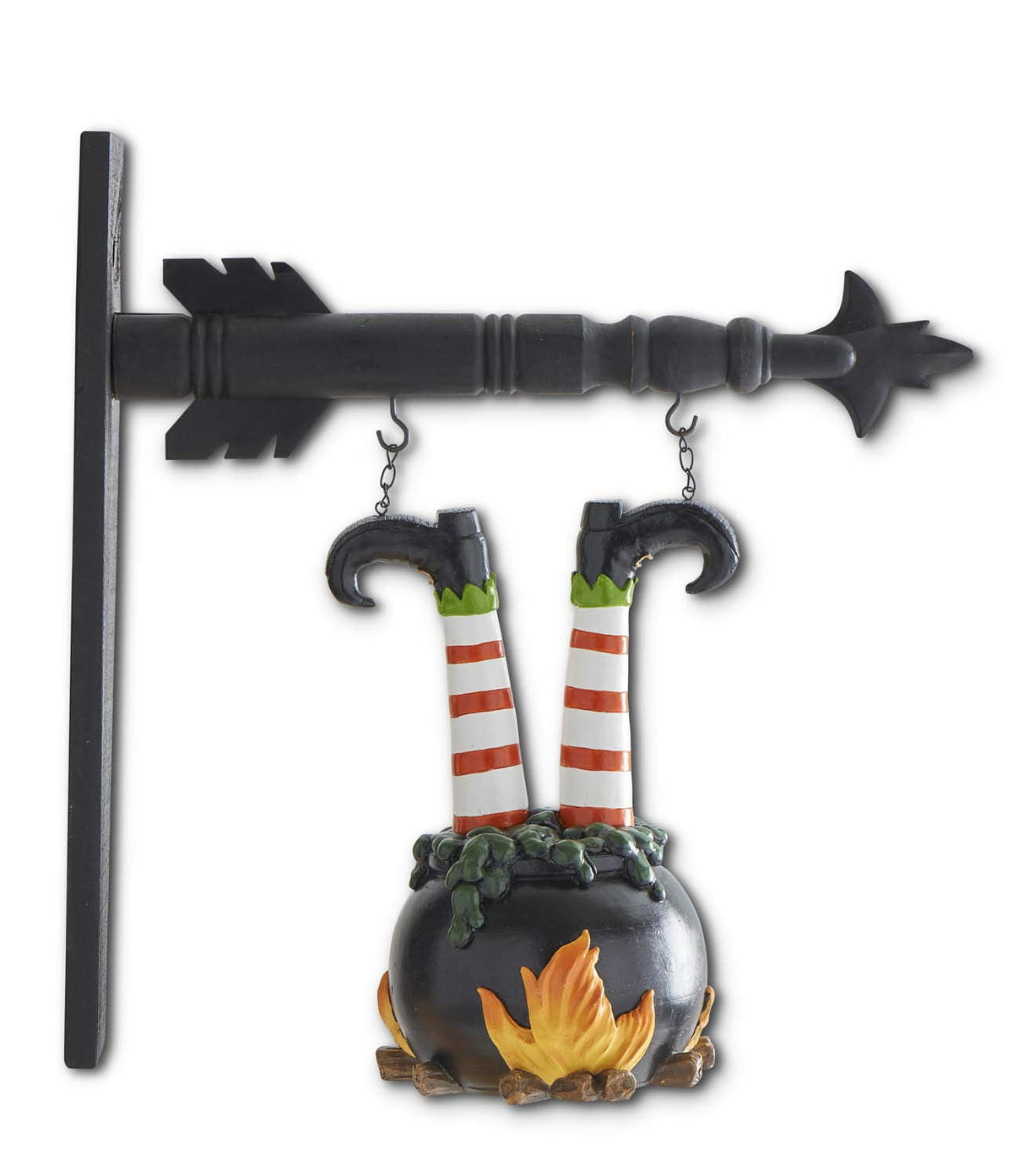 K&K Interiors 12-Inch Witch Legs in Cauldron Arrow – Black Halloween Wall Décor
