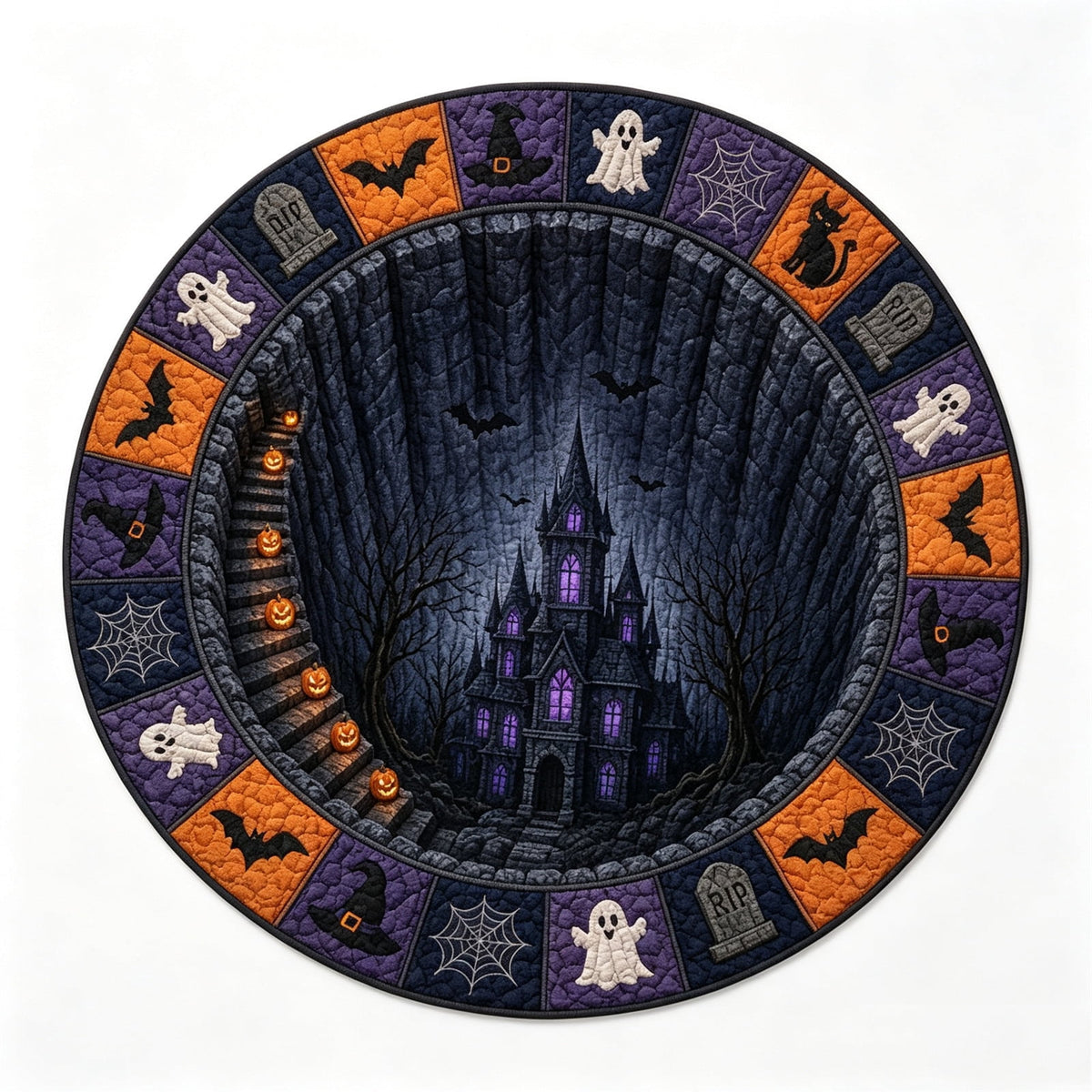 ZJNGJC 3D Circular Halloween Doormat Adding Whimsy Charm To Your Indoor Space With Weird Decoration For Festive Entryway C