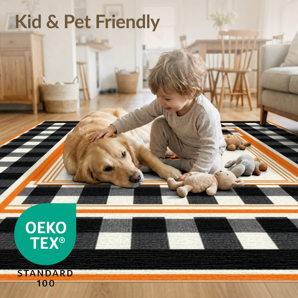 ODIKA Halloween Striped Pumpkin Ghost Farmhouse Welcome Fallc Door Pet Friendly & Kids Safe Play for Playroom, Bedroom, Reading Nook