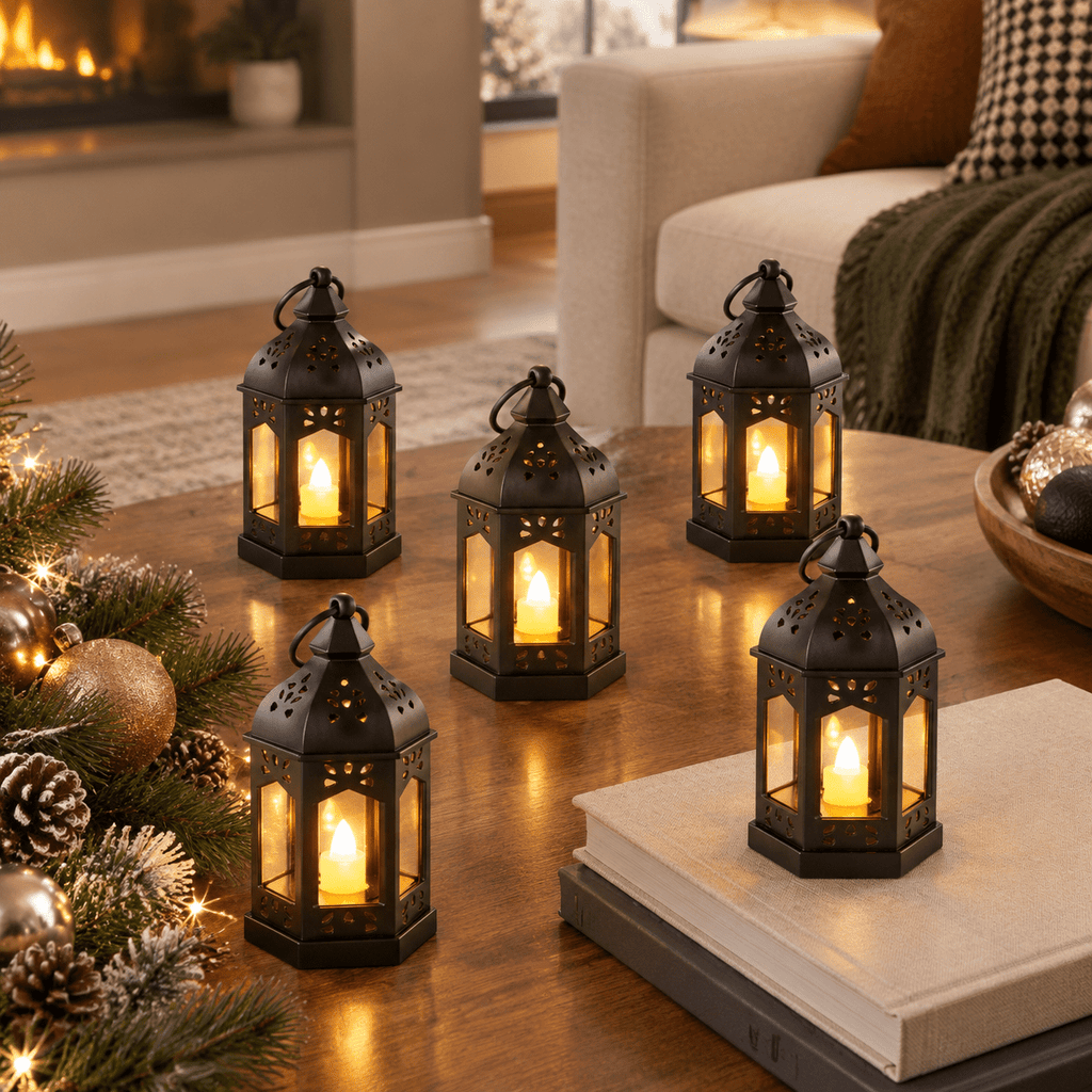 Mini Lantern With Flickering Led Candles Set Of 20 Vintdecorative Hanging Candle Lanterns Formas Wedding Decorations Party Table