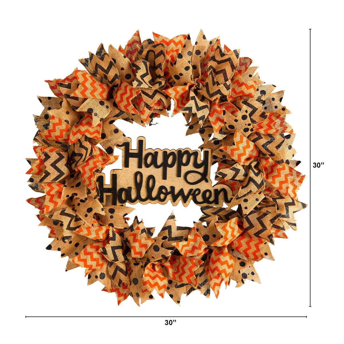 Nearly Natural 30in. Halloween Burlap Ribbon Wreath