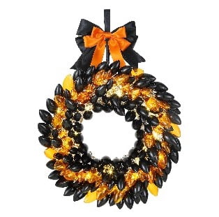 Mr. Halloween Decorative Retro Wreath, Black and Orange