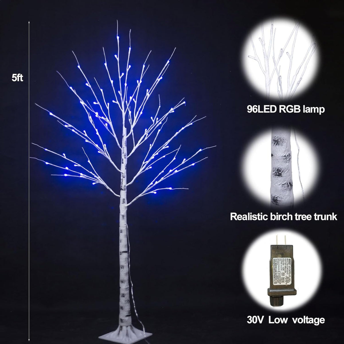 6FT Lighted Birch Tree for Halloween Decorations, 35 Colors Birch Tree with 120 LED Lights Color Changing, White Trees with Multicolor Lights Remote Timer for Home Holiday Party Indoor Outdoor