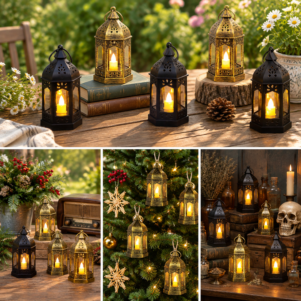 Mini Lantern With Flickering Led Candles Set Of 20 Vintdecorative Hanging Candle Lanterns Formas Wedding Decorations Party Table