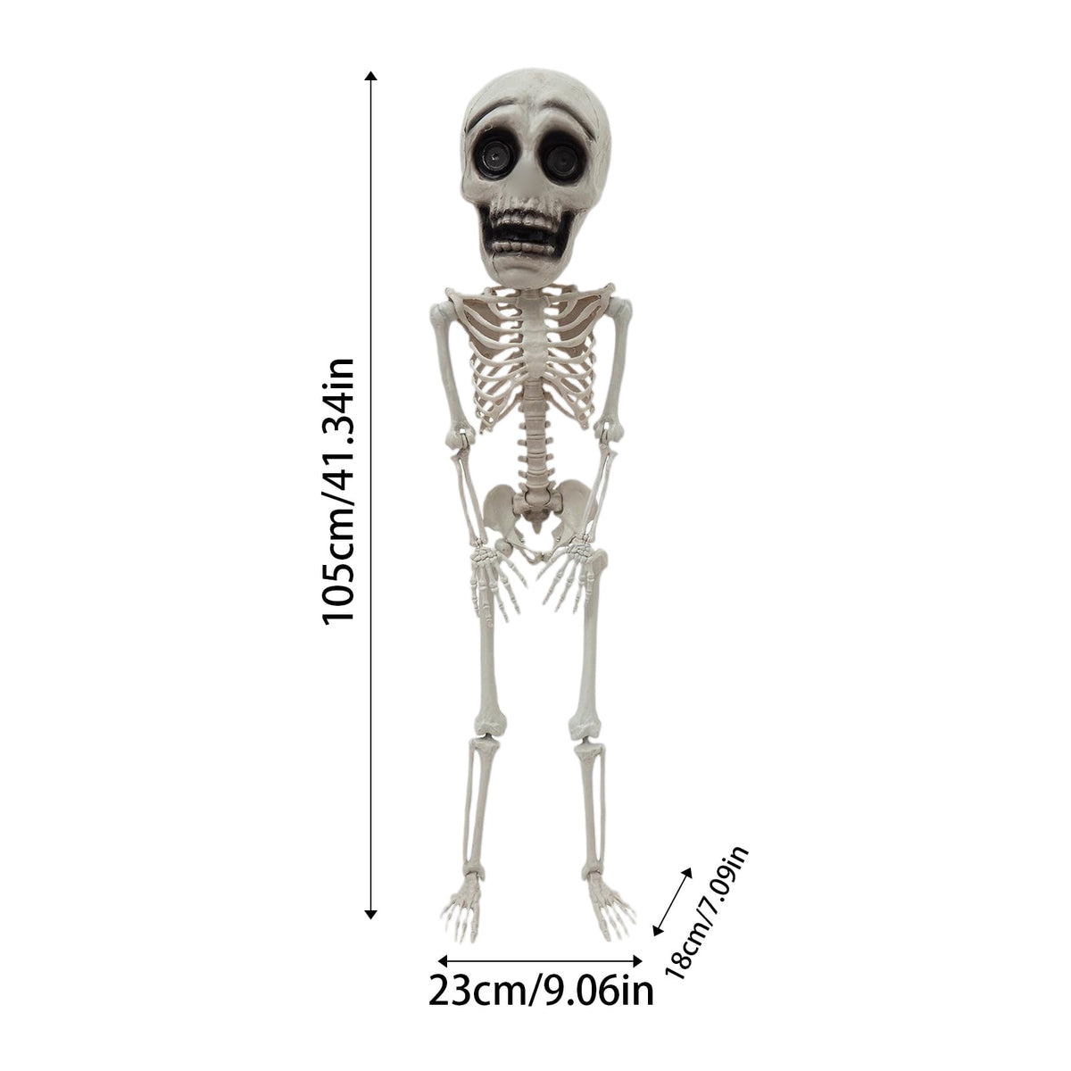 41.34 in Posable Halloween Skeleton Decoration, Plastic Hanging Skeleton with Articulated Joints and Rope for Yard, Tree, Porch, Haunted House & Indoor Decor, 1Pc