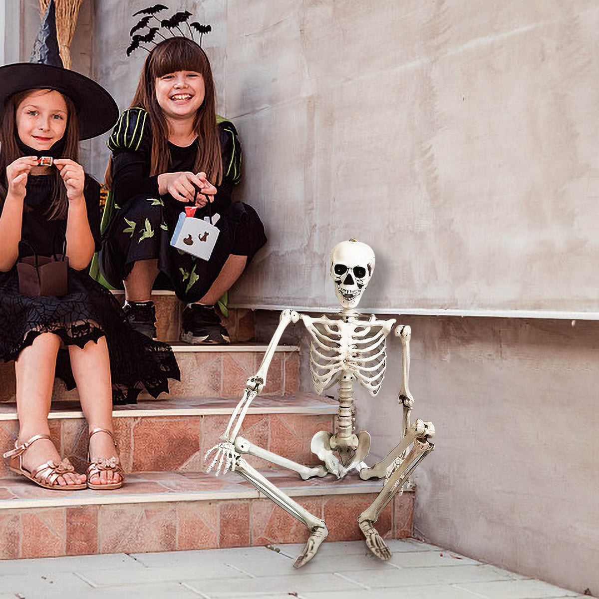 Hwkond Halloween Skeletons Life Size 165cm Halloween Skeleton Prop Human Full Size Skull Hand Life Body Anatomy Model Decor