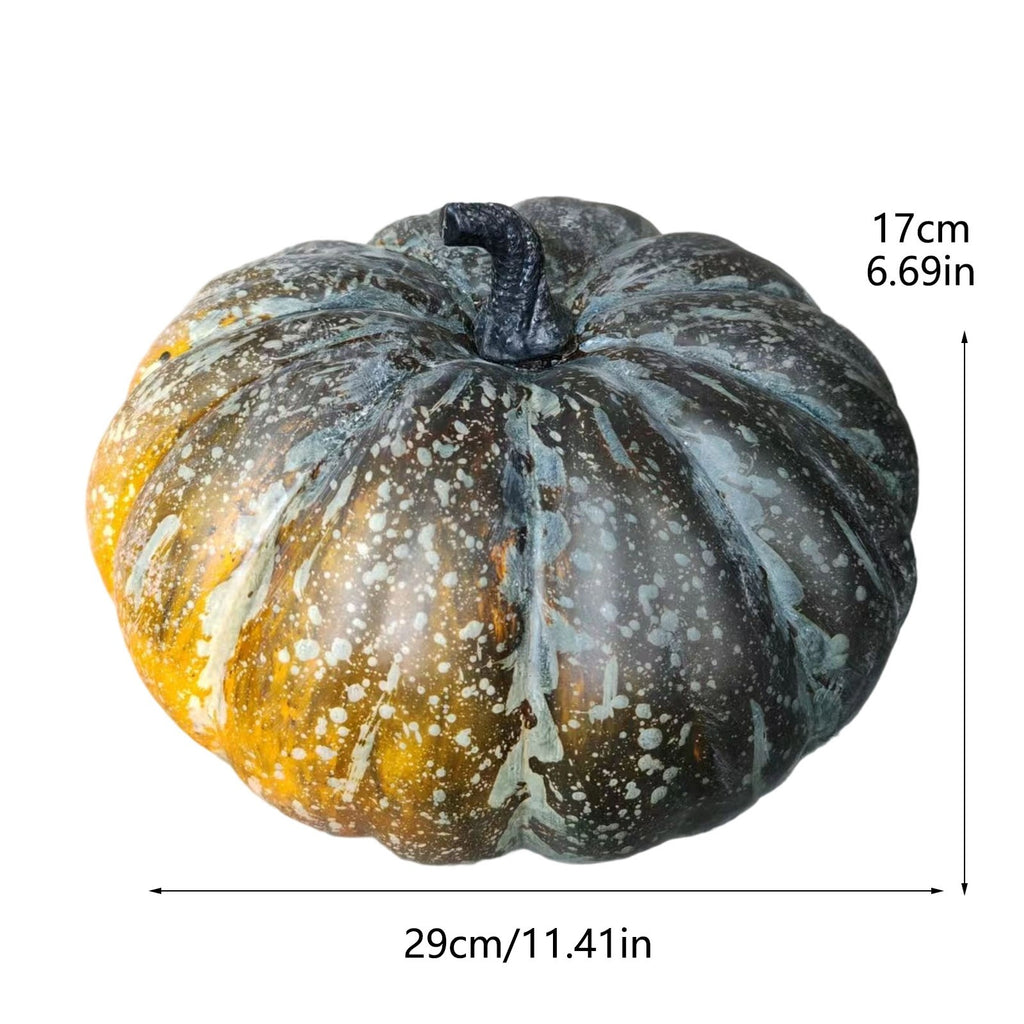13.7" Halloween Foam Pumpkin Decorations, 2 Pack Artificial Pumpkins for Table Mantel Shelf Display, Fall Autumn Home Decor for Thanksgiving Party (Green)