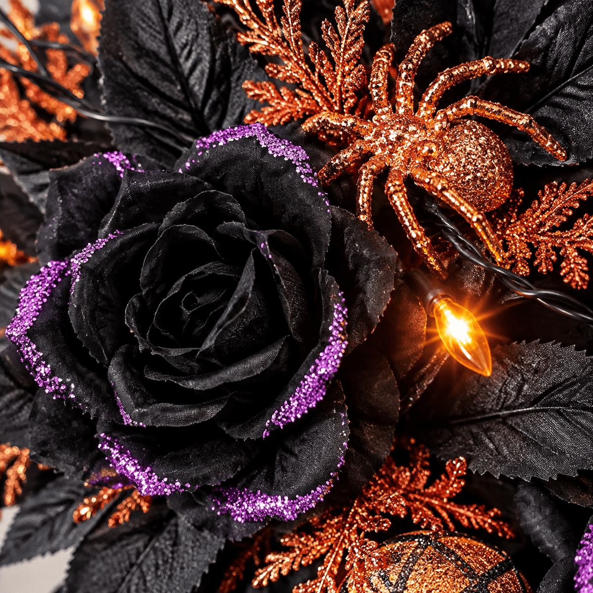 22 Inches Pre-Lit Light Up Halloween Wreath for Front Door, 60 LED Lights