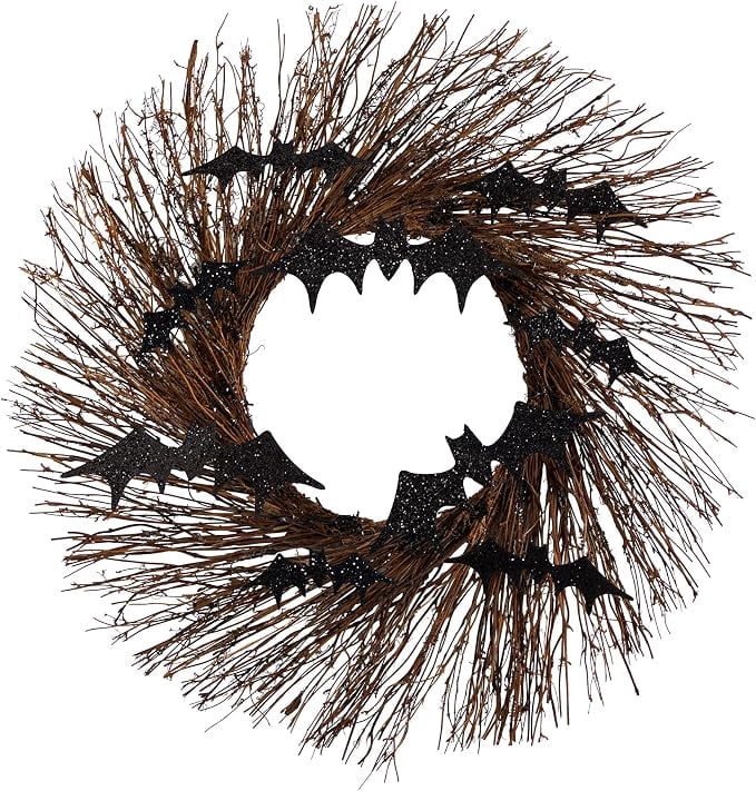 "halloween d rNearly Natural 26in. Halloween Bats Twig Wreath "